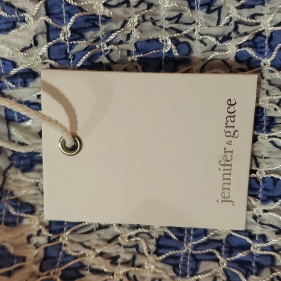 1967- Jennifer & Grace Blue White Floral Smocked Mini Skirt Size M NWT - Picture 7 of 10